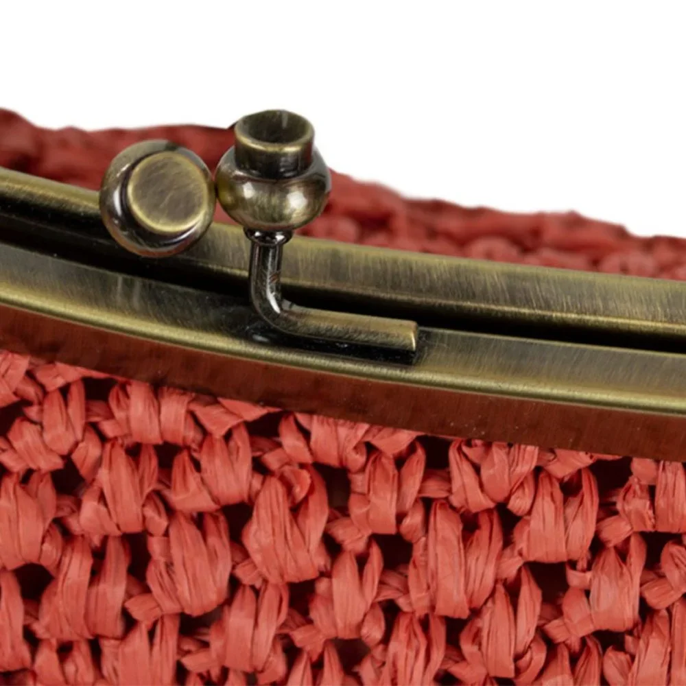 Patricia Nash Coral Laureana Scalloped Raffia Satchel Handbag